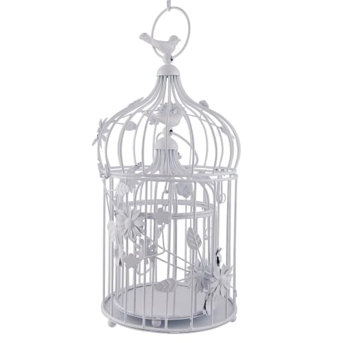 Image of Homesake Antique White Lantern Bird Cage Hanging Pendant Lights, Vintage Ceiling Chandelier Jhumar for Home, Living Room, Balcony, Indoor Outdoor Decor for Home, Pack of 2, Return Gifts for Pooja
