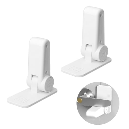 YANYULI ドアストッパー ドアノブロック 2個セット 180°回転可能 部屋鍵後付け チャイルドロック ペット ドア開け防止 脱走防止 指はさみ防止 (ホワイト)