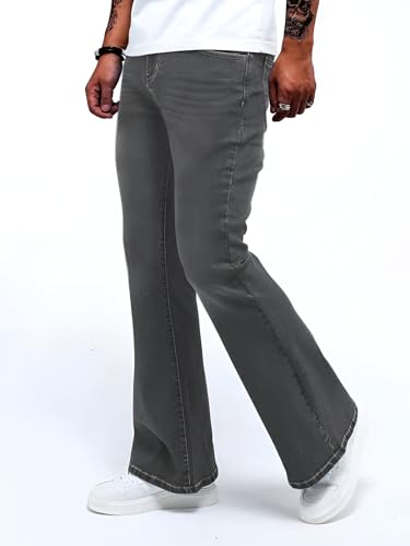 Image of Ben Martin Men's Bell Bottom Jeans || Bootcut Denim Pants || Wide Leg Flared Jeans for Men || High Waist Stretchable Retro Fit || Cotton Jeans for College Casual (1)