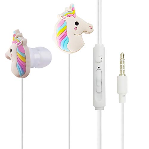 QearFun in Ear Wired 3.5 mm 3D Cute Cartoon Animal Unicorn Earphone/Earbuds/Headphones with Mic Hands-Free for iOS Android Smartphones Mp3