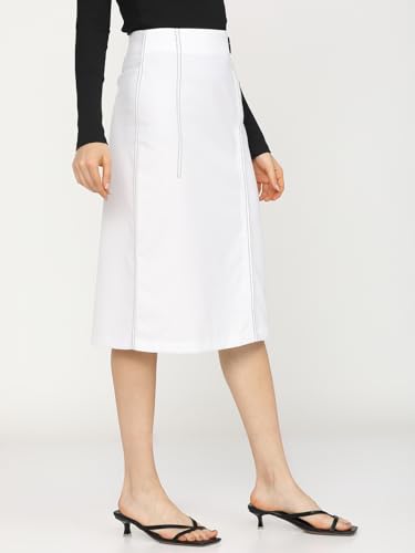 Image of Tokyo Talkies Women's Regular Fit A-Line Skirts | Strachable Skirts| Mid-Rise| Women Skirt | Skirt for Women