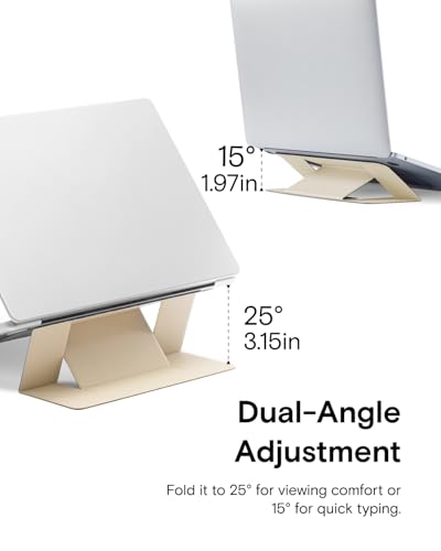 Image of MOFT Laptop Stand, Adhesive Laptop Riser with 2 Adjustable Viewing Angles, Foldable Computer Stand Compatible with MacBook Air, Pro 11 inch-16 inch, Light Earthen Beige