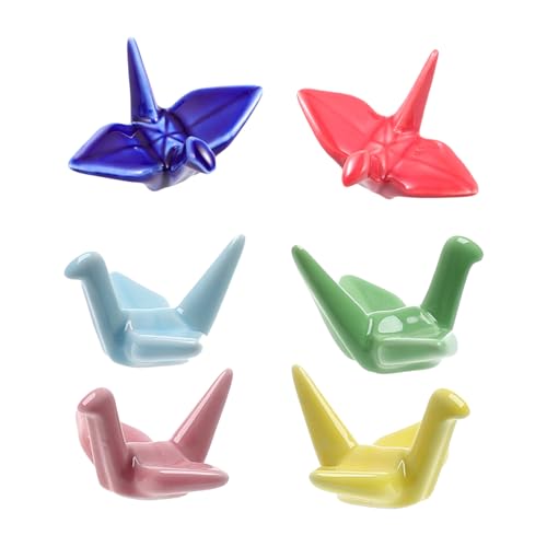 Toyvian Set 6 Porta Bacchette in Materiale Inorganico a Forma di Gru Giapponese, Poggia Bacchette Originale da Tavolo Multicolore per Ristoranti e Uso Domestico