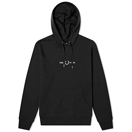 Preisvergleich Produktbild Fred Perry Embroidered Hooded Sweatshirt Black, Schwarz , XL