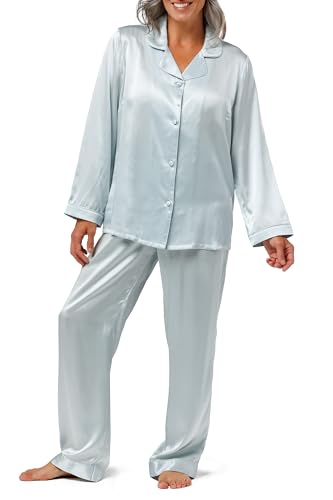 Image of Fishers Finery Women's 100% Mulberry Silk Long Pajama Set with Gift Box