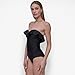 DKNY Women's Pin-up Ruffle Bandeau One Piece Swimsuit with Tummy Control, Black, Medium
