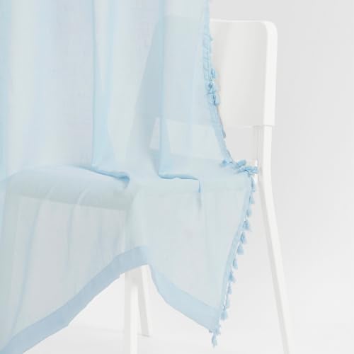 Image of haus & kinder Sheer Door Curtains 7 Feet Long Pack of 2 Door Curtains, 7 Feet Curtains for Door, Light-Filtering & Breathable (Luma Light Blue, 114x213cm)