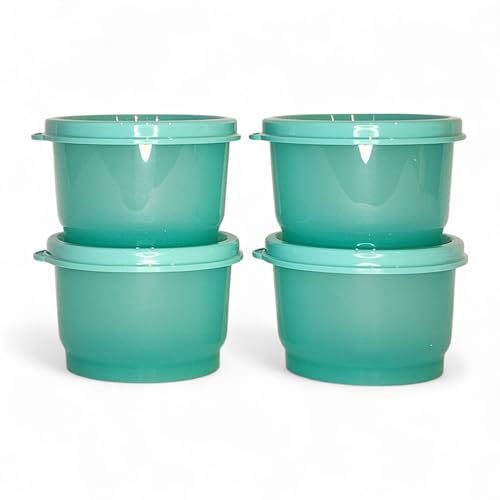 Tupperware Snack Cup Set of 4 Mint Green with Matching Seals (4 ounces each) Tupperware Snack Cup Set of 4 Mint Green with Matching Seals (4 ounces each)