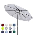 Tempera 10ft Patio Market Outdoor Table Umbrella with Auto Tilt and Crank,Large Sun Umbrella with Sturdy Pole&Fade Resistant Canopy,Easy to Set,Smoke Grey