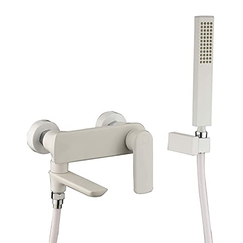 Robinet de baignoire blanche au design épuré et poignée unique ergonomique