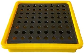 Spill Containment Pallet with Drain, 2000 lbs Capacity, 2-Piece Removable Polyethylene Tray, 34x34x6.5cm, Ideal for Safe Liquid Storage and Hazardous Material Management