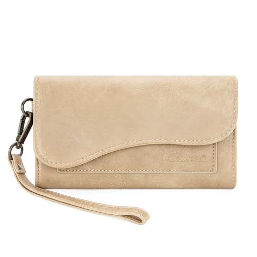 Montana West Large Wallet Women Saddle Trifold Phone Wristlet Women's Wallets Card Cases & Money Organizers with Detachable Wrist Strap