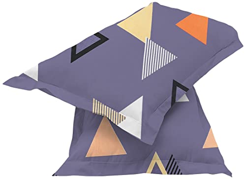 Image of BSB HOME 180 TC Premium Cotton Pillow Covers | Regular Pillow Cases | Set of 2 Pieces Pillow Covers only King Size (Grey Orange, 20 x 30 Inches)