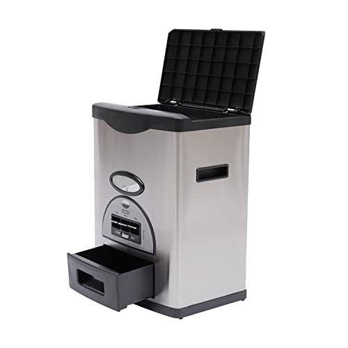 Cereal Dispenser, 100/150/200g 3-button Auto Grain Dispenser, Sealed Rice Dispenser w/ Hopper, 10kg/22.05lbs Grain Storage Container w/ Handle, Granular Dry Food Dispenser, 11.96*8.03*16.33in Black