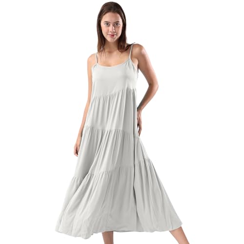 Image of Women Summer Spaghetti Strap Sleeveless Casual Flowy Beach Vacation 2025 Maxi Dress