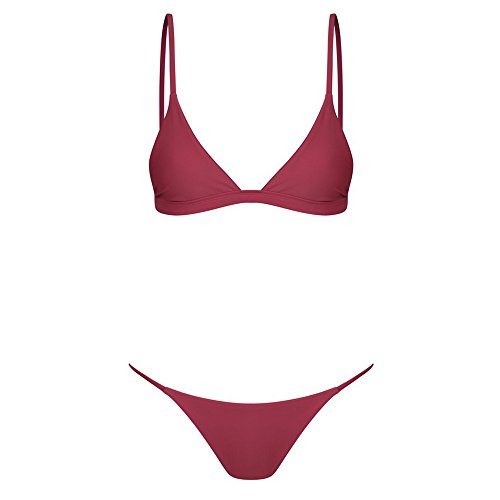 Costume Senza Segni Abbronzatura Costume Domna Costumi da Bagno Bikini Set da Donna Fasciatura Costumi Bagno Up Interi Donna Bikini (Wine Red S)