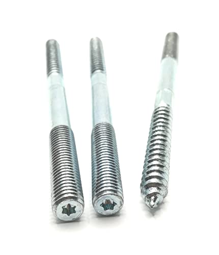 Image of Hanger Bolt M10x150 Silvery Double Headed Bolt Self-Tapping Screw with Hexagon for Furniture 12Pcs