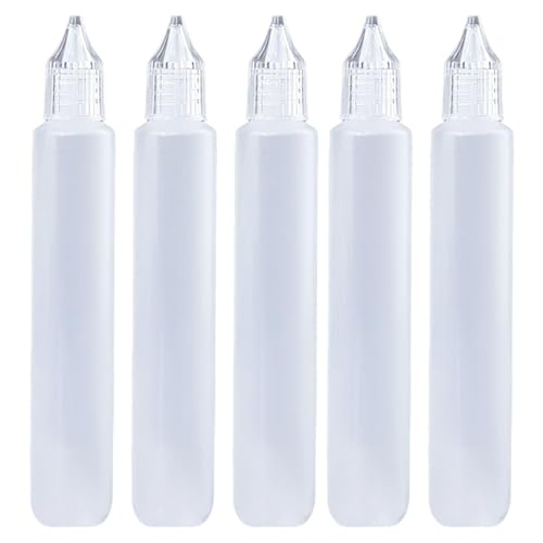 CWPFVQA 5 Pièces Flacons Compte-Gouttes 30 ML en Plastique, Compressibles et Multifonctionnels pour Colle et Autres Liquides