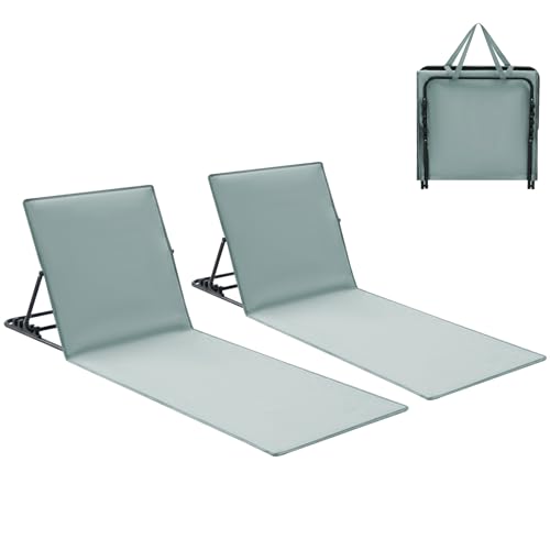 Palawano 2PCS Bain de Soleil Réglable 5 Positions, Matelas de Plage Tapis de Plage avec Poche Pratique, Chaise Longue Pliante et Légère pour Jardin Plage...