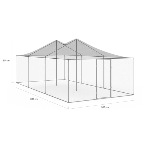 IDMarket - Voliere 18 m² Gitterpark 6 x 3 M Hühnergehege für Hinterhoftiere