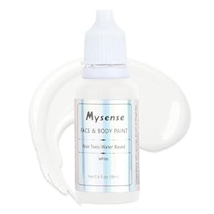 Mysense White Face Body Paint,Full Coverage Clown White Makeup,Water Based Non-toxic Cream Body Paint for Adults and Children Halloween Skull Skeleton Zombie Vampire Cosplay Makeup,0.6oz
