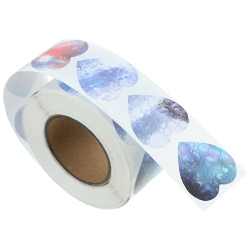 Gogogmee Pegatinas Adhesivas de San Valentín Forma de Corazón Papel Couché 25 CM Rollo de Etiquetas Autoadhesivas para Sobres Regalos y Decoración Escolar