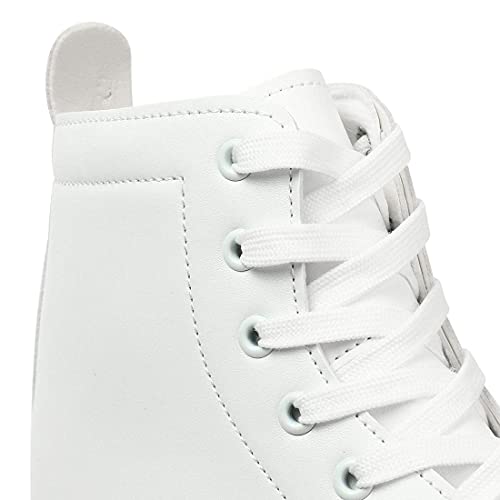 Xudrez Classic Roller Skates High-Top Double-Row Leather Roller Skates For Women And Men (White No Flash Wheel,8.5) #TOP3