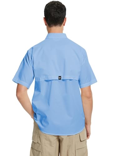 Men's Outdoor Button Down Fishing Shirt - Short Sleeve UPF Sun Protection for Hiking & Work3