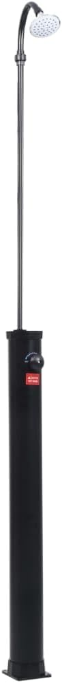 vidaXL Solar Shower Black PVC and ABS 84.6 in Tall Height-Adjustable