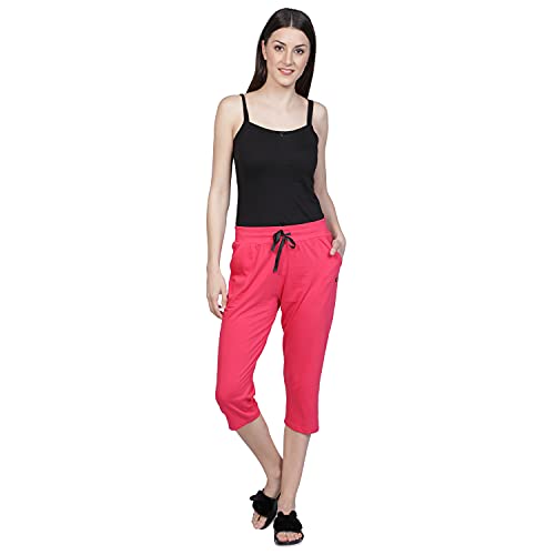 Image of Club A9 Womens Regular Fit Solid Cotton Capri Pants for Daily Casual Wear