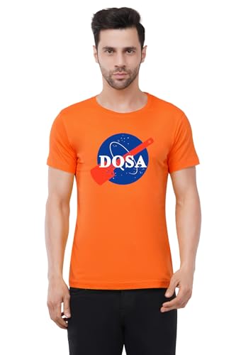 Image of Caseria Men's Cotton Printed T-Shirt -Dosa | 100% Cotton | Half Sleeves | Regular Fit | Printed | Round Neck | Graphic T Shirt