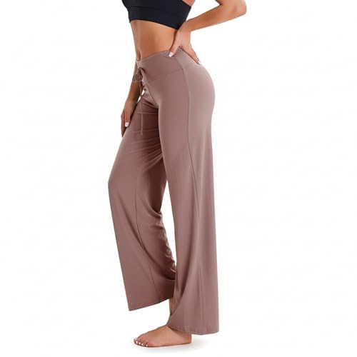 Image of TNNZEET 3 Pack Women's Wide Leg Pants with Pockets - Casual Loose Yoga Trouser Pants Sweatpants Palazzo Lounge Pajama Pants