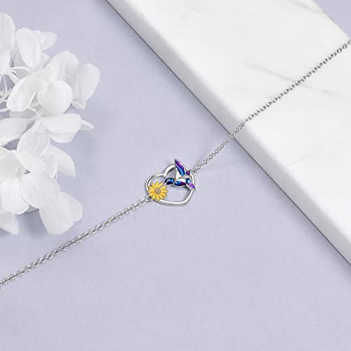 YFN Hummingbird Bracelet Gifts for Women Sterling Silver Bird Sunflower Bracelet Jewelry for Women Mom Daughter Wife3