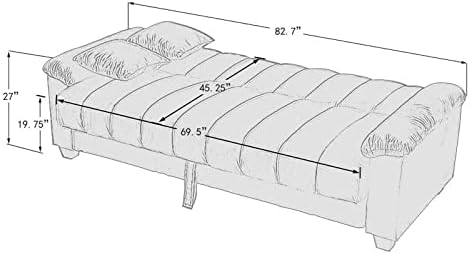 Miniatura 8 de Sofá cama convertible de terciopelo de 82.7 pulgadas con almacenamiento para sala de estar y dormitorio, color verde