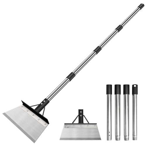 Ezkamfort Multifunctional Garden Cleaning Shovel Garden Shovel with 59 adjustable handle Gardening Scraper Shovel Heavy Duty Steel Flat tool for Lawn Edging Digging Ice Removal