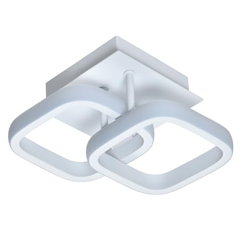 Plafonnier LED haut de gamme double tête carrée fini or brossé chic 1158 lumens