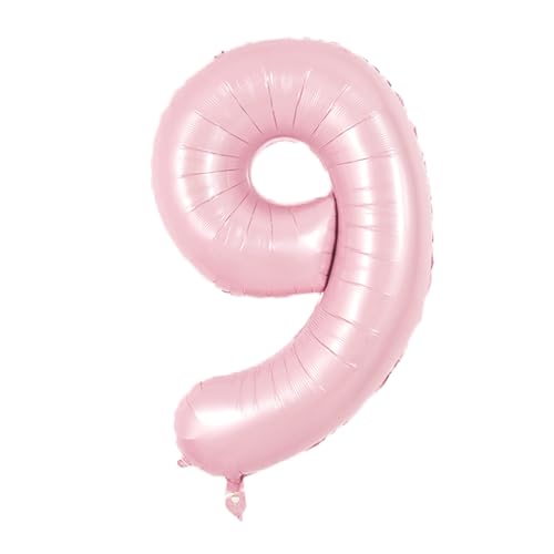 Image of TONIFUL 40 Inch Pastel Pink Number Balloon Balloon Big Pink Digital Balloon for Girl's Birthday Party Wedding Bridal Shower Engagement Anniversary Photo Shoot Supplies(Number 9)