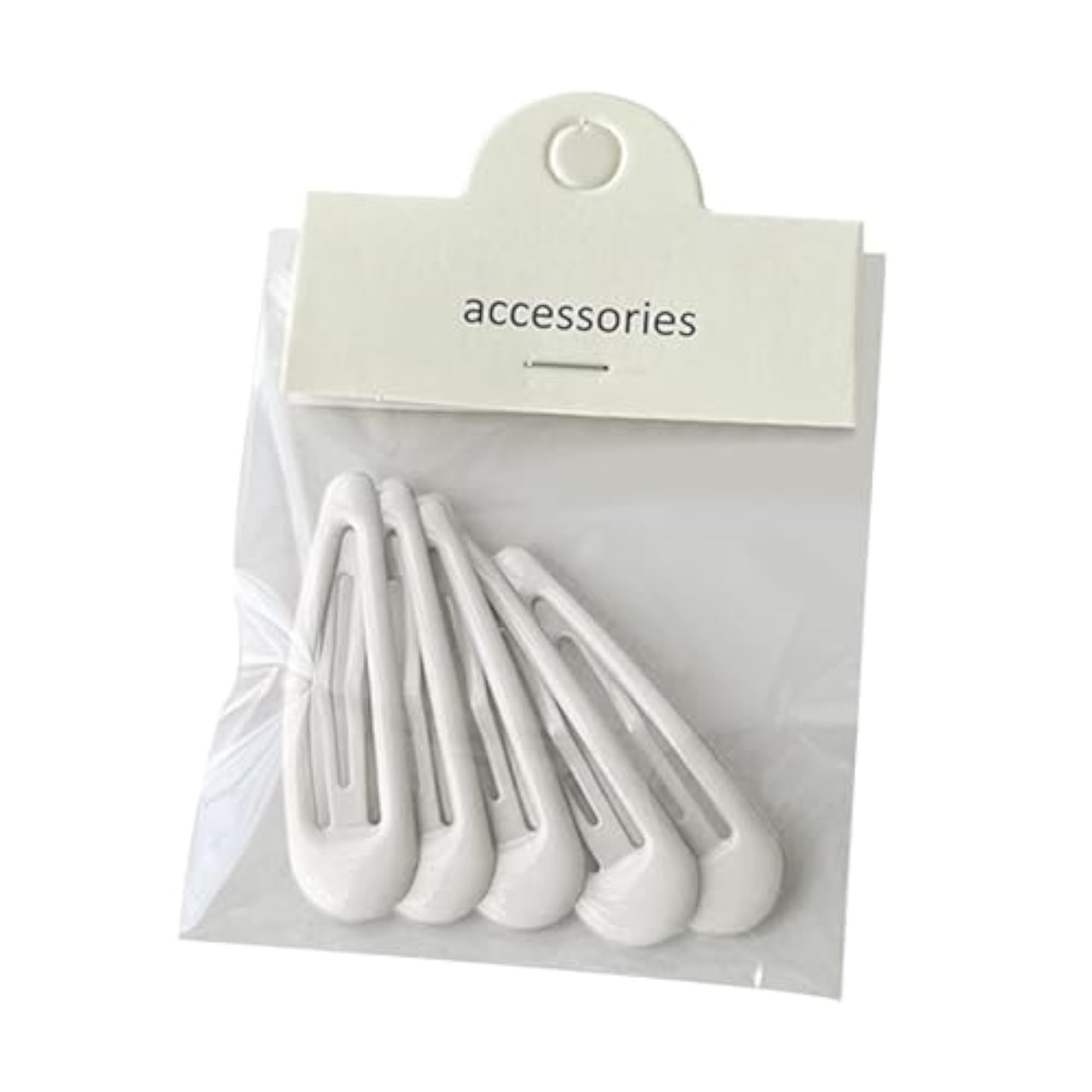 5pc Simple White Snap Hair Clips Set for Girls & Women