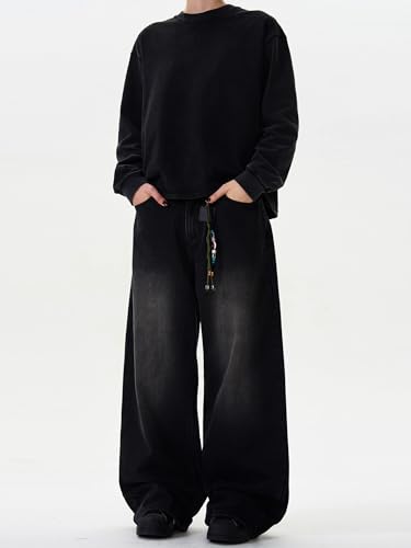 Men's Jeans Vintage Straight Leg Denim Jeans Loose Fit Trouser for Men3