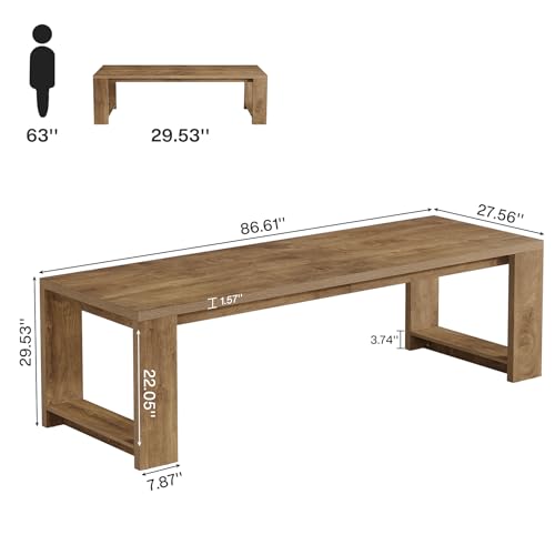 Image of Tribesigns Two Person Desk Set of 2, 86.6-Inch Extra Long Wood Desk, Double Computer Writing Table, Wood Large Workstation for Home Office, Wood Color