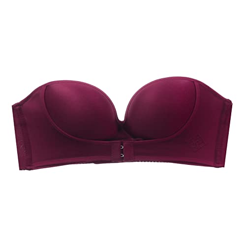 Sujetador Burdeos Ofertas Mujer Color Sólido Sin Tirantes Ajuste Antideslizante Sin Vestido Sujetador Copa F Ropa Interior Embarazada Sujetador Sin Aro Mujer Sujetador Algodo Medias Push Up Ofertas