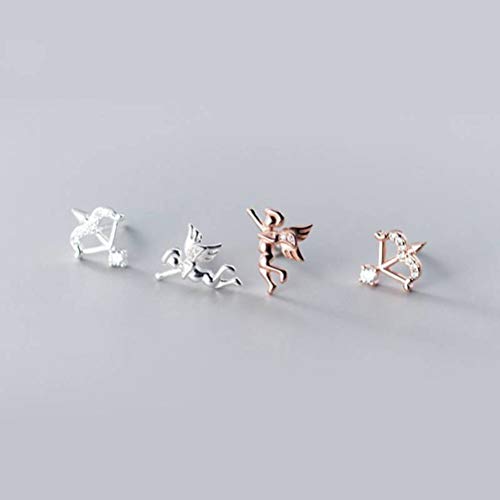 Boucles d'oreilles flèche de Cupidon argent S925 et nœud rose - 6