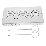 AFQBOEQXY Parrilla, Ahumador de virutas Madera Acero Inoxidable Blanco 24,5 x 11,3 cm