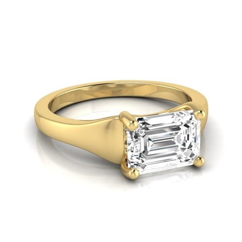 IGI Certified 2 Carat Emerald Cut East West Lab Grown Diamond (F, VVS2) 14K Gold Solitaire Engagement Wedding Ring For Womens3