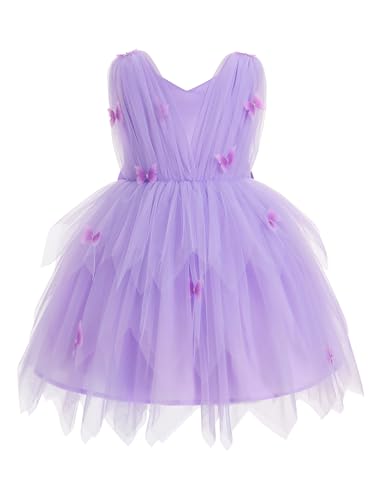 IMEKIS Toddler Girls Butterfly Birthday Dress Baby Sparkle Tulle Formal Wedding Party Bowknot Tutu Dresses Photo Shoot