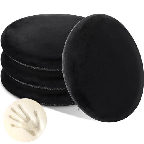 Threehoney 4 Pcs 13'' Round Memory Foam Chair Cushion, Black