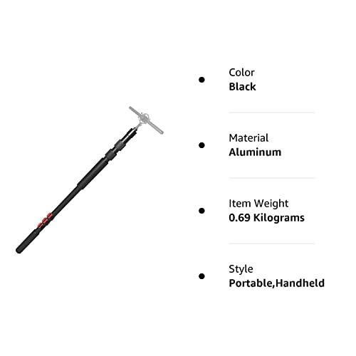 Portable Handheld Boom Pole For Shotgun Mic, 3-Section Extendable Microphone Arm For Filming With 3/8" And 5/8" Threads, 3Ft To 8.3Ft Adjustable Length #TOP7