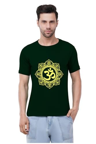Image of Caseria Men's Cotton Printed T-Shirt -Om Designer | 100% Cotton | Half Sleeves | Regular Fit | Printed | Round Neck | Graphic T Shirt