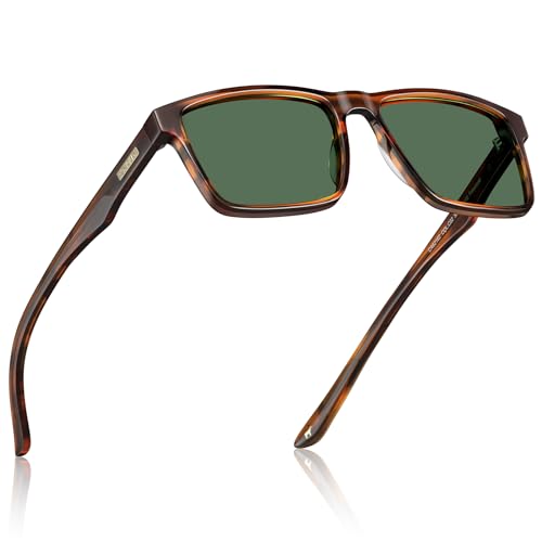 Image of CARFIA Retro Acetate Mens Sunglasses Polarized Classic Square Sun Glasses CA62162