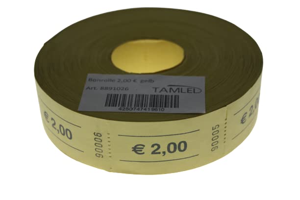Bonrolle Euro 2,00 gelb - 1000 perforierte Abrisse (Packung mit 2)